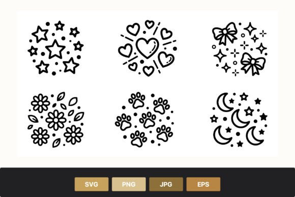 Black and White Stars Hearts Floral Graphics and Illustrations Review