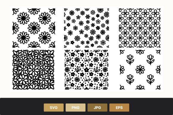 Black White Daisy Floral Seamless Graphics and Illustrations Review