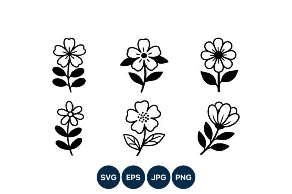 Black White Floral Icons Set: Graphics and Illustrations for Branding