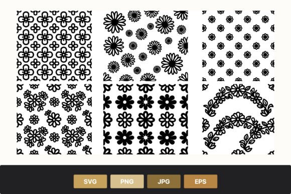 Black White Floral Seamless Patterns: Graphics and Illustrations for Branding