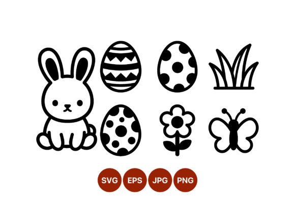 Bunny Easter Eggs Floral Butterfly Graphics and Illustrations Review