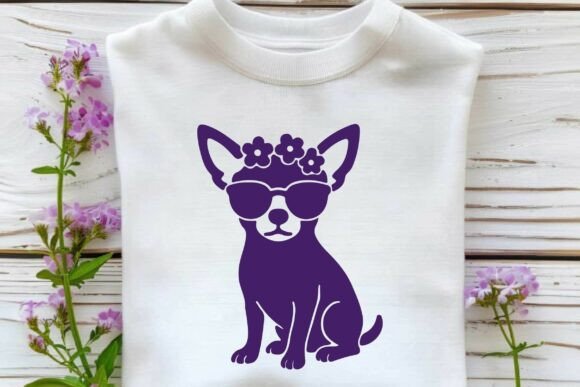Chihuahua SVG PNG Floral Clipart Vector Graphics and Illustrations