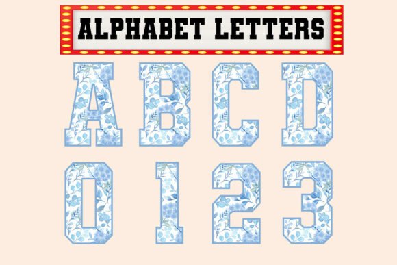 Coquette Blue Floral Alphabet Letters1 Graphics and Illustrations Review