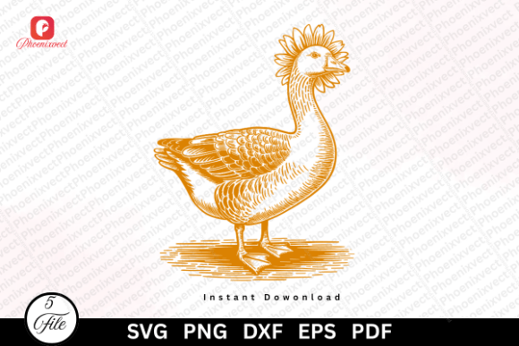 Cottagecore Floral Animal Goose SVG PNG Graphics and Illustrations