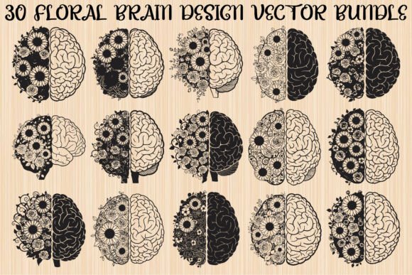 Creative Floral Brain Design Bundle: Graphics and Illustrations for Crafters