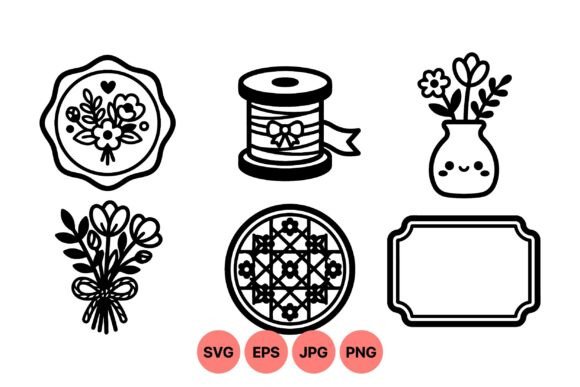 Cute Floral Line Art Icons: Graphics and Illustrations Review