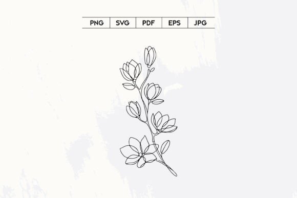 Floral Branch Line Art Design Graphics and Illustrations Review