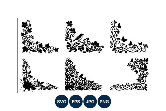 Floral Corner Black White Vector Graphics and Illustrations Review