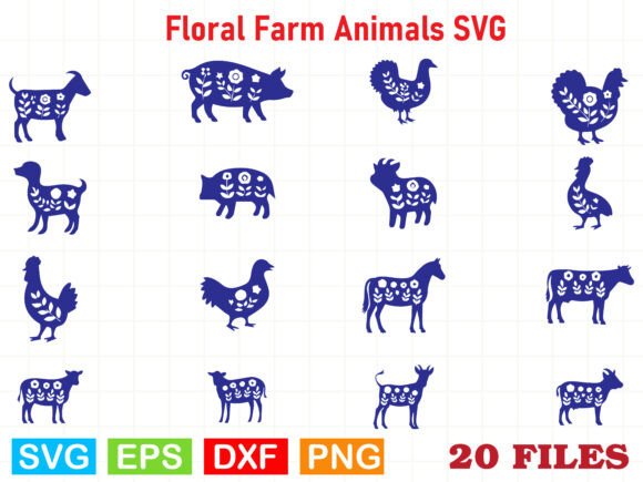 Floral Farm Animals SVG Graphics and Illustrations Review