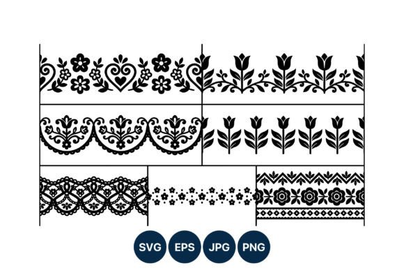 Floral Folk Style Decorative Borders: Graphics and Illustrations Review