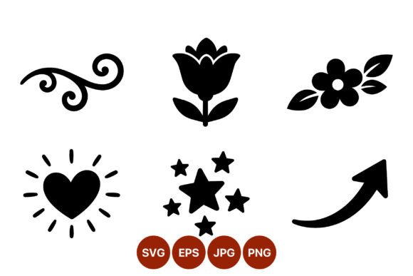 Floral Heart Star Arrow Vector Set: Graphics and Illustrations for Local Branding