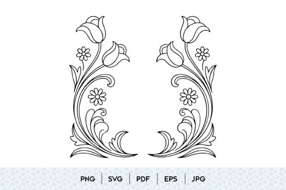 Floral Ornament Line Art Graphics and Illustrations Review