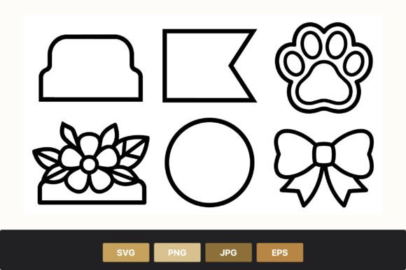 Floral Paw Bow Line Art Shapes Graphics and Illustrations Review