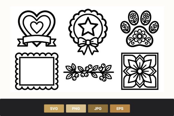 Floral Paw Print Badge Frame Vector: Graphics and Illustrations for Sellers