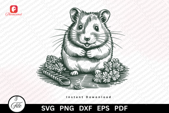 Floral Pet Hand Drawn Hamster SVG PNG Review