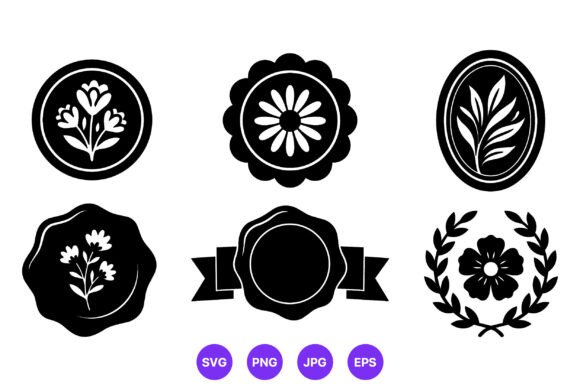 Floral Seals Black White Vector: Premium Graphics for Brand Identity