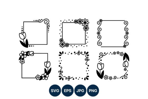 Floral Square Frame Set Vector Graphics and Illustrations Review