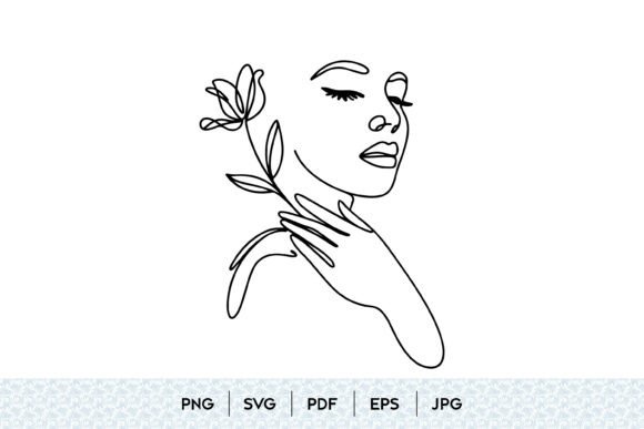 Floral Woman One Line SVG Graphics and Illustrations Review