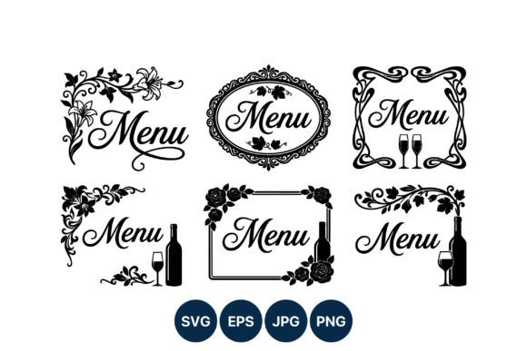 Menu Border Floral Wine Vector Art Graphics and Illustrations