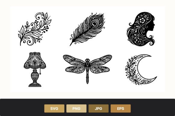 Ornamental Floral Feather Dragonfly Lamp Graphics and Illustrations Review