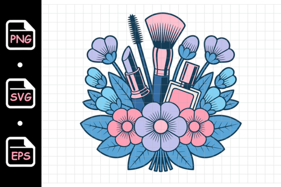 Pastel Floral Makeup Beauty Illustration Graphics and Illustrations
