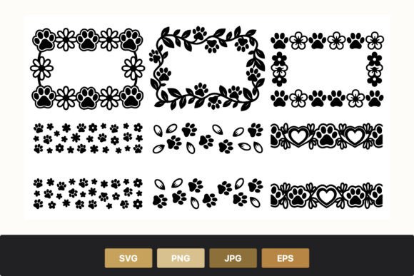 Paw Prints Floral Frame Borders Review