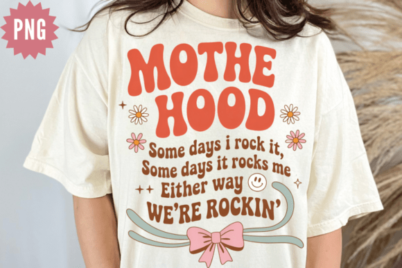 Retro Mother Hood Floral PNG Design: Graphics and Illustrations for Editorial Use