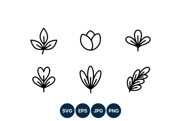 Simple Floral Leaf Line Icons Review
