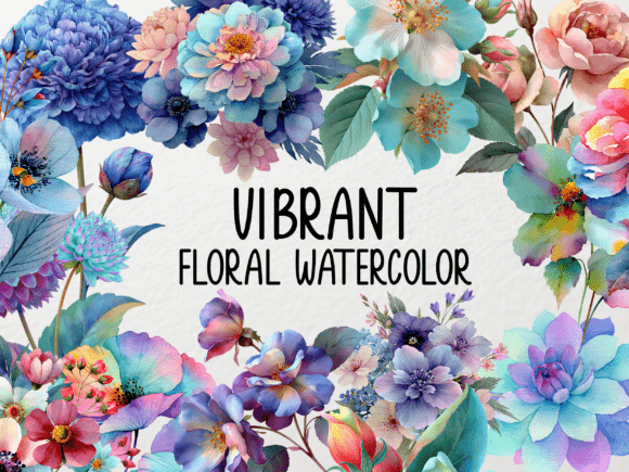Vibrant Watercolor Floral PNGs Graphics and Illustrations