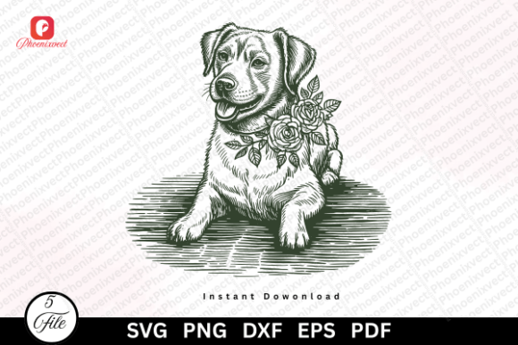 Vintage Floral Puppy Hand Drawn Dog SVG Review