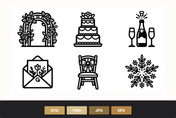 Wedding Floral Arch Cake Icons Graphics and Illustrations Review